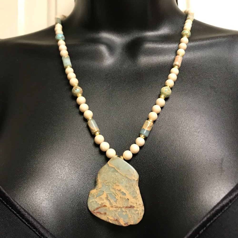 Jasper Aqua Terra Jasper Large Pendant 21 inch Necklace Handmade Brand New - Picture 12 of 13
